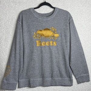 Roots 50th Anniversary Grey Crewneck Gold Beaver Logo Size Medium